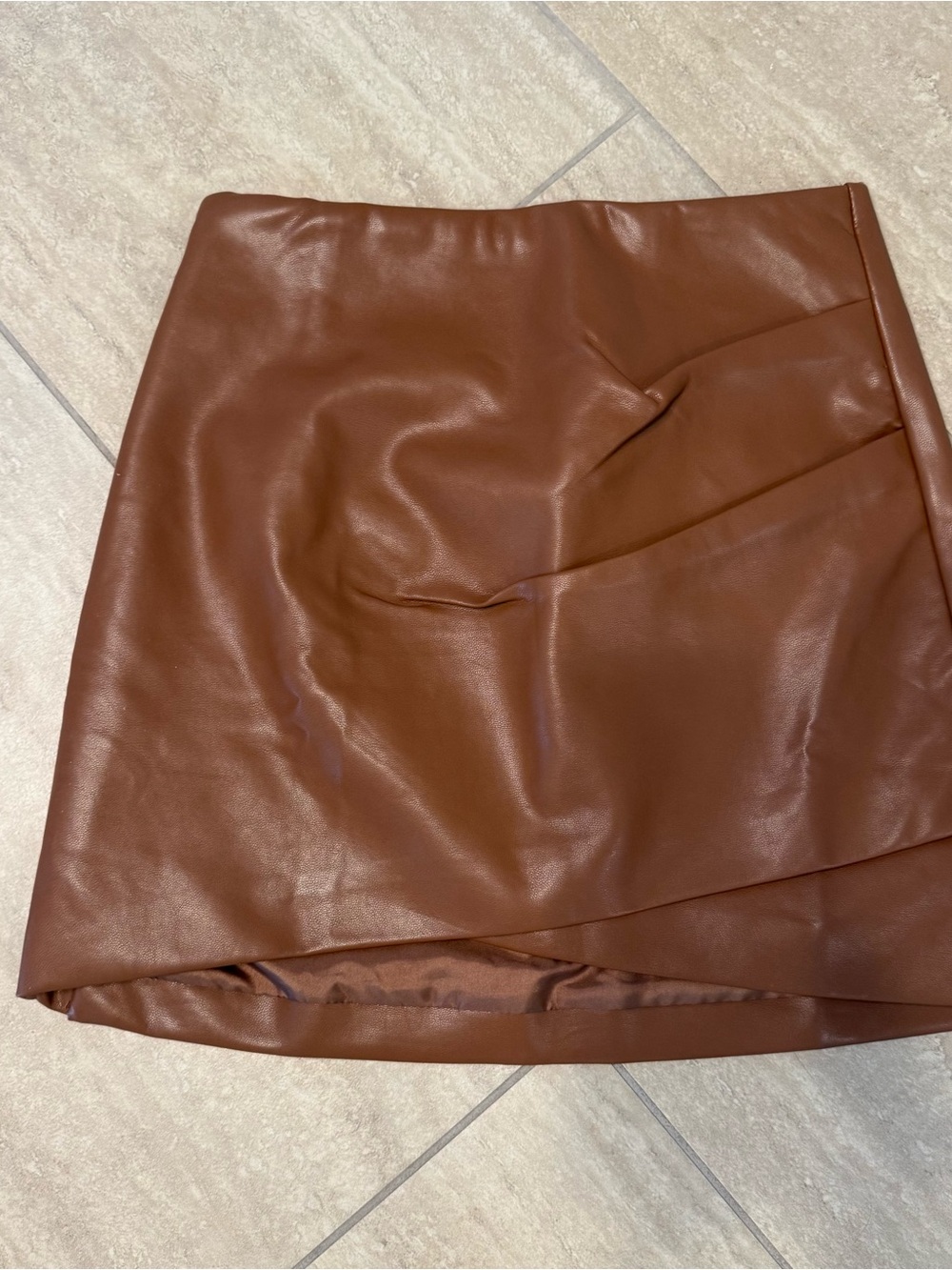 NWOT lulus leather camel skirt